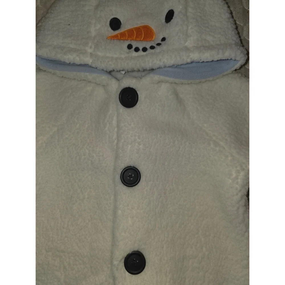 Old Navy Baby Snowman Sherpa Fleece Hooded Coverall White 6-12M